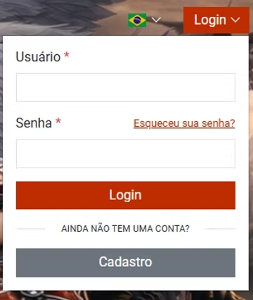 Tela de acesso ao painel do usuário