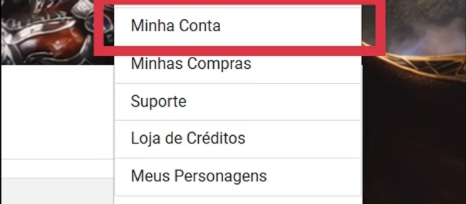 Opção Minha Conta